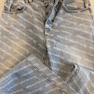 Alexander Wang Light Blue Logo-Print Slim Straight Jeans